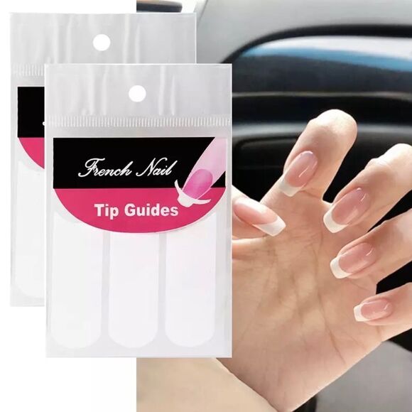 🆕2 Sheets / White French Manicure Nail Art Line Form Guide Stickers - Picture 1 of 4